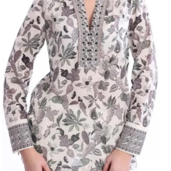 Tory Burch Embellished Floral Print Tunic - Picture 2 of 5